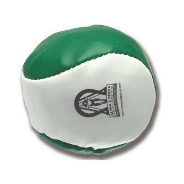 Green and white Hacky Sack printed with the A&O logo