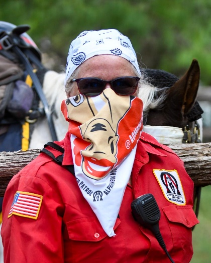 A&O Trooper wearing a horse-print dust mask