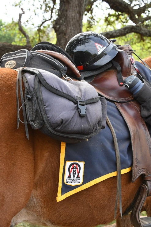 A&O logo displayed on a patrol horse saddle blanket